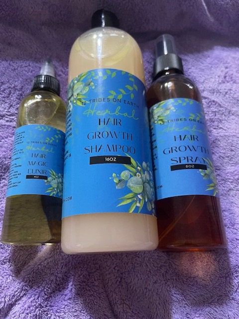 All Natural Hair Growth Elixir, Poo and Spray Bundle