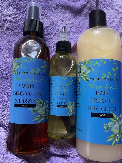 All Natural Hair Growth Elixir, Poo and Spray Bundle