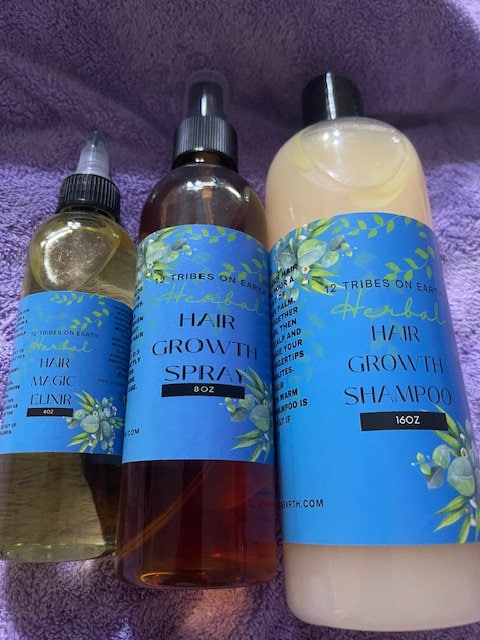 All Natural Hair Growth Elixir, Poo and Spray Bundle