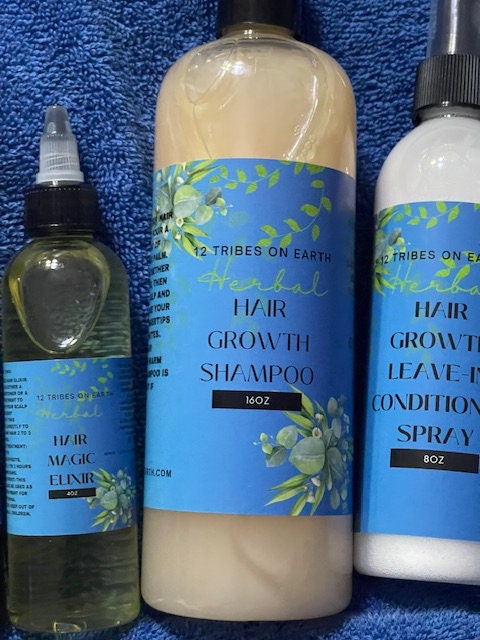 Hair Growth Poo, Oil, Elixir and Leave-In Spray Conditioner Bundle