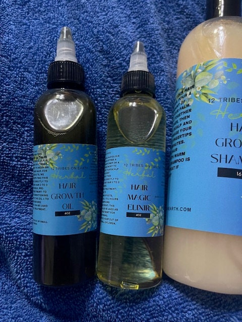 Hair Growth Poo, Oil, Elixir and Leave-In Spray Conditioner Bundle