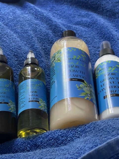 Hair Growth Poo, Oil, Elixir and Leave-In Spray Conditioner Bundle